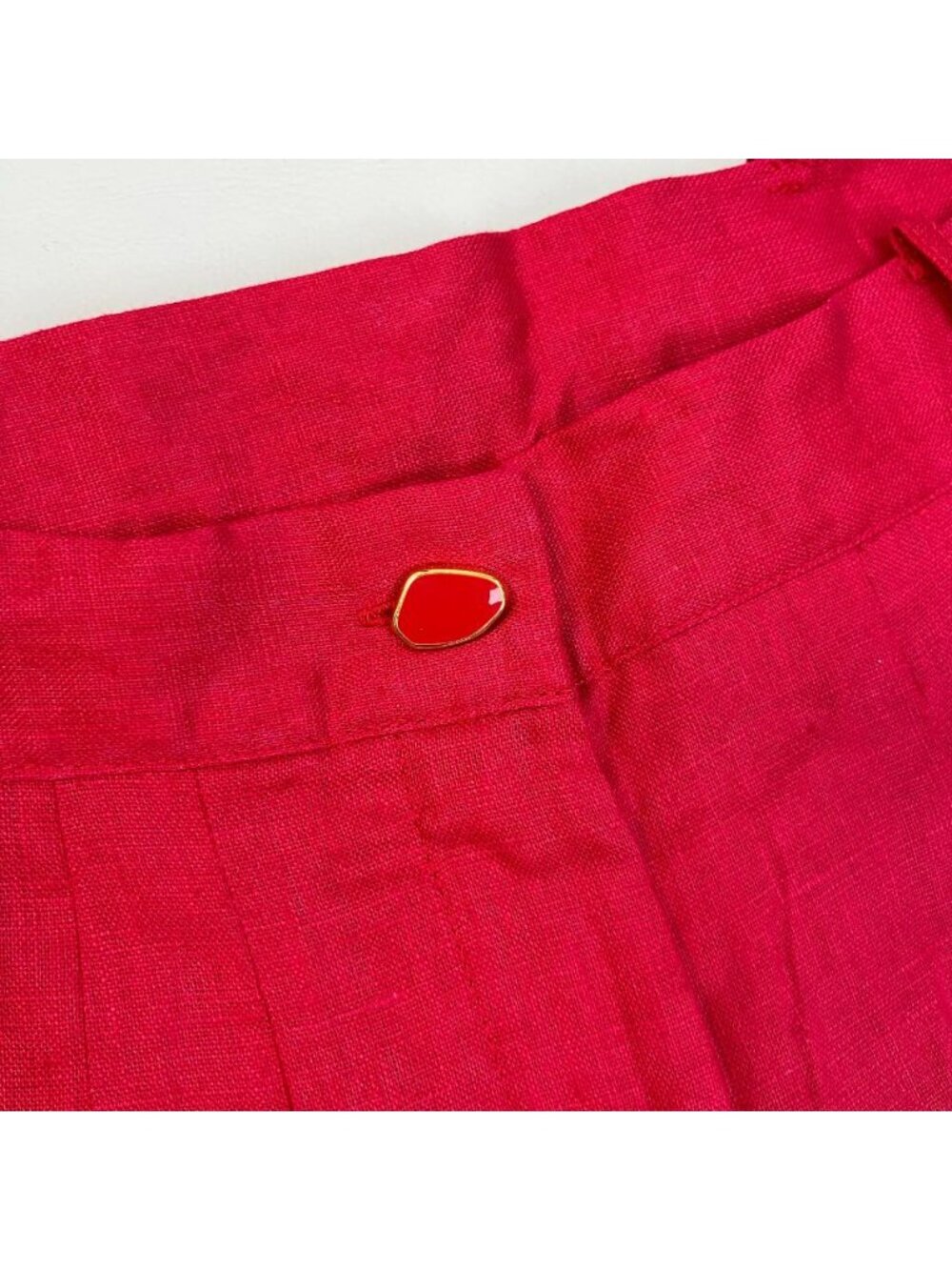 NWOT FARM Rio Linen Red Wide-leg Pants Size L/ W33 - Picture 5 of 9